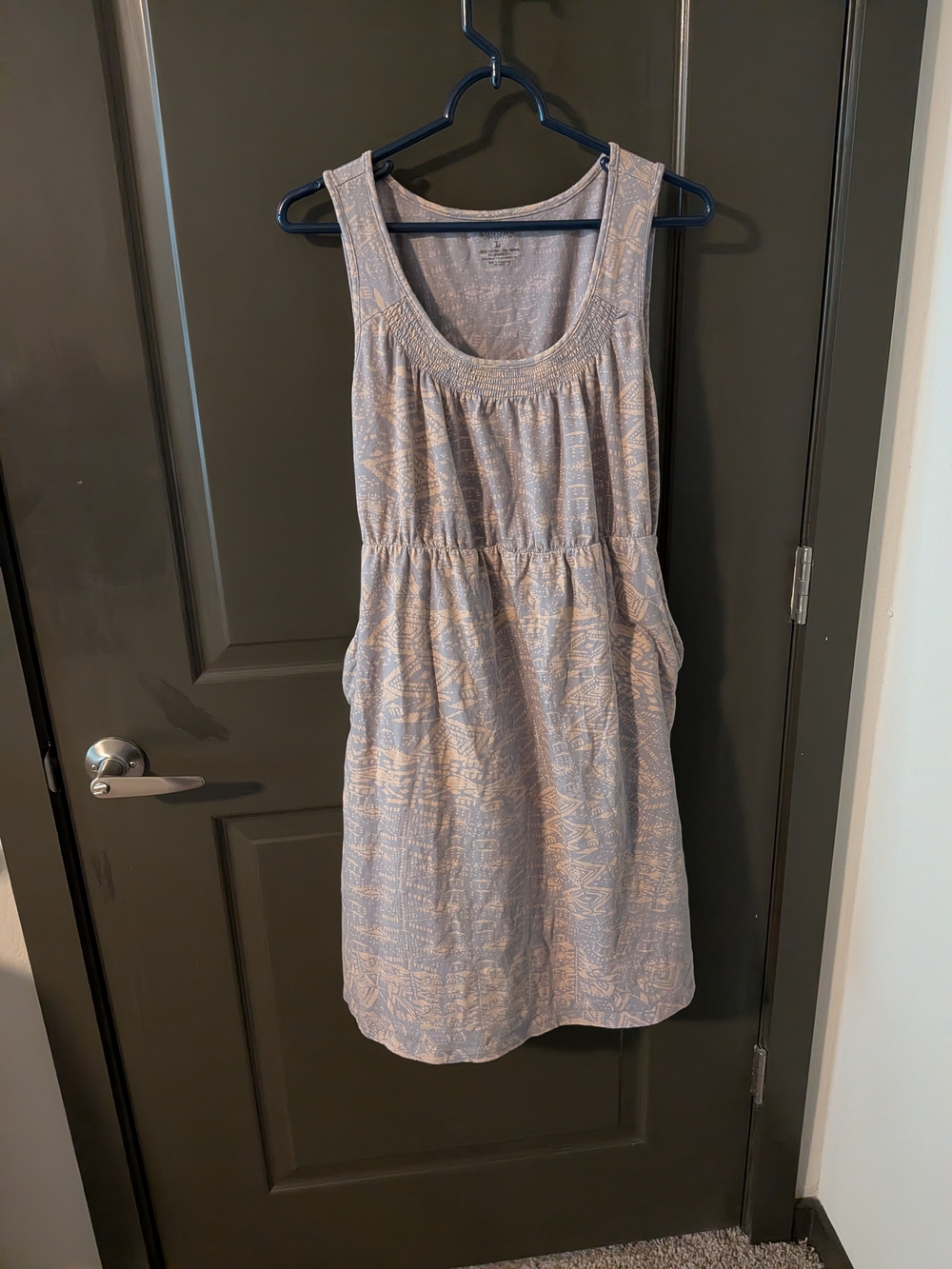 Sonoma Pale Blue and Beige Patterned Midi Dress